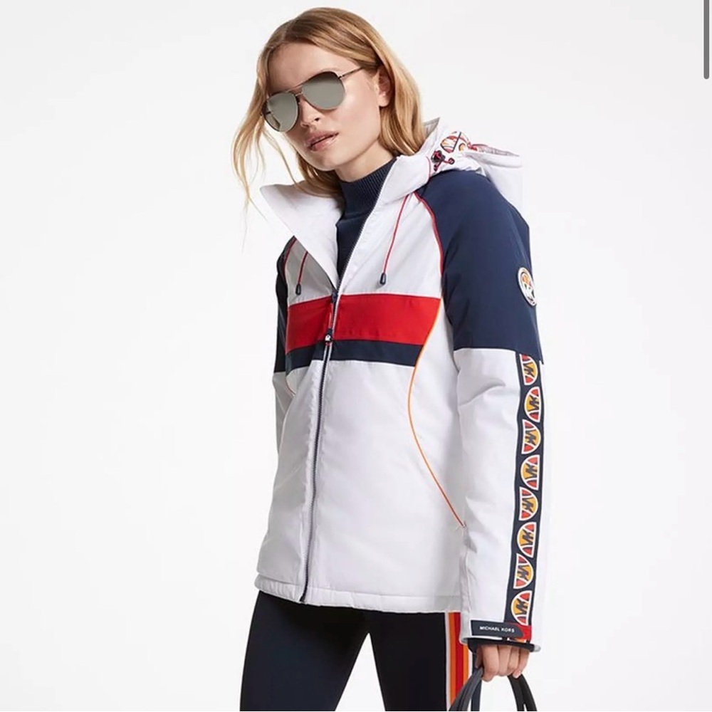 Michael Kors x Ellesse Ski Jacked White and Navy with Red Stripe